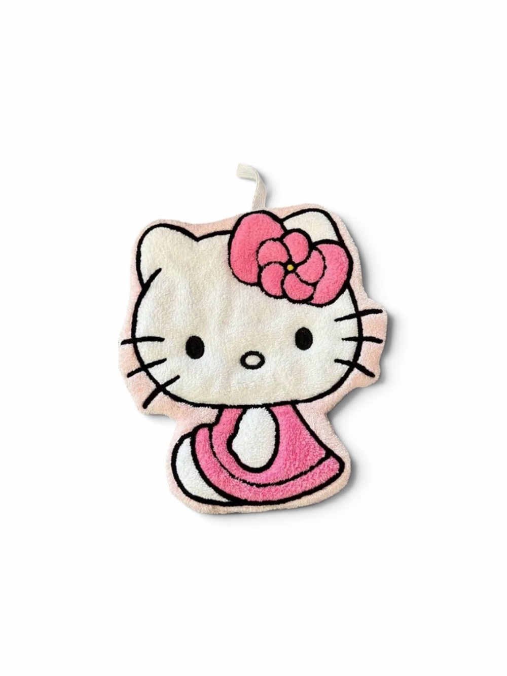 Hello Kitty Pink and White Plush Hand Towel with Bow Accent